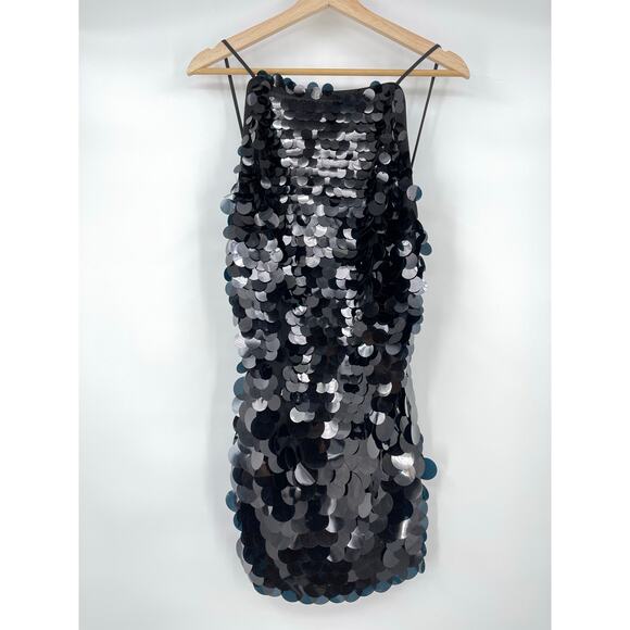 NBD | NWT Portra Mini Dress in Black Paillettes Party Disco Sequins M - Picture 3 of 16